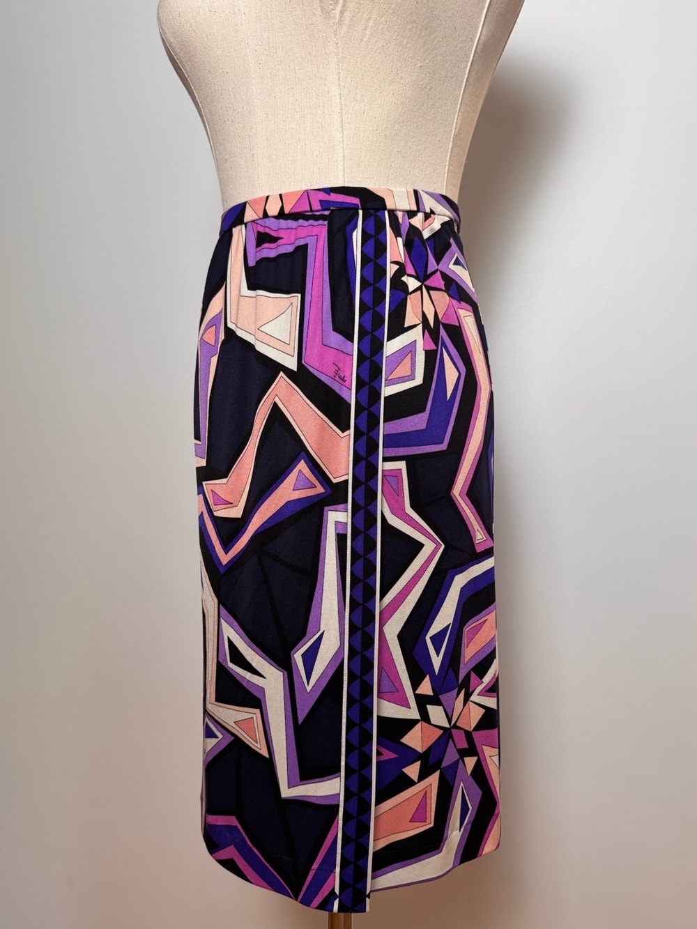 Emilio Pucci Vintage 100% Silk Geometric Print Skirt Size 10 - Picture 3 of 10